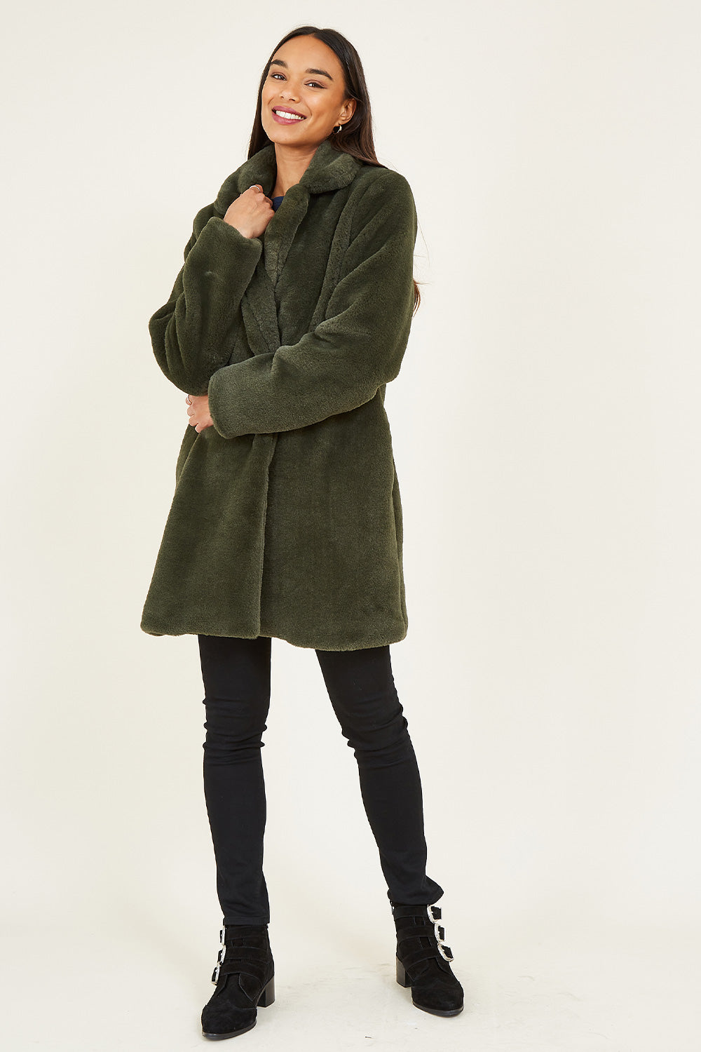 Green Faux Fur Coat - Sizes 8 to 18