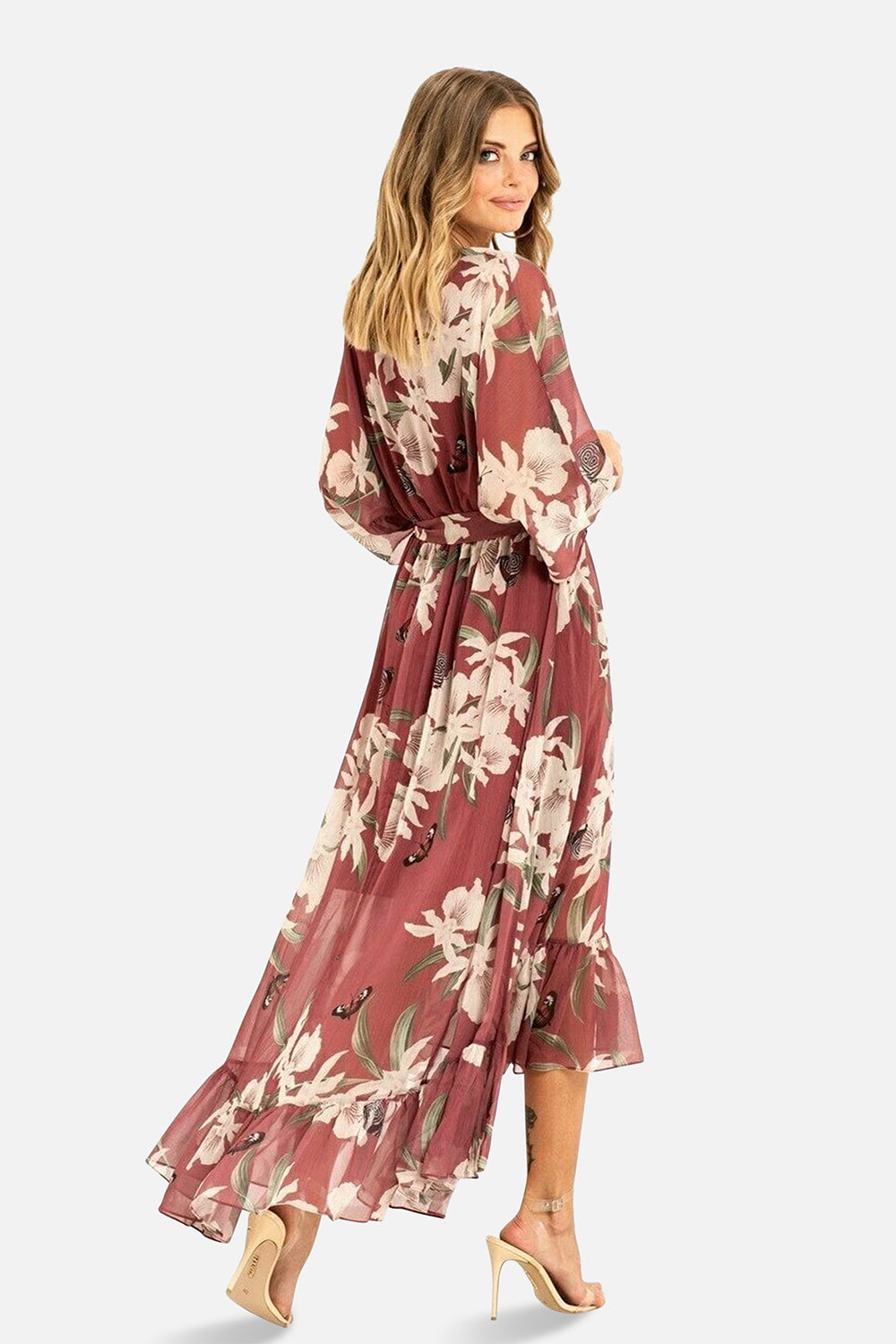 Rose Pink Floral Wrap Dress