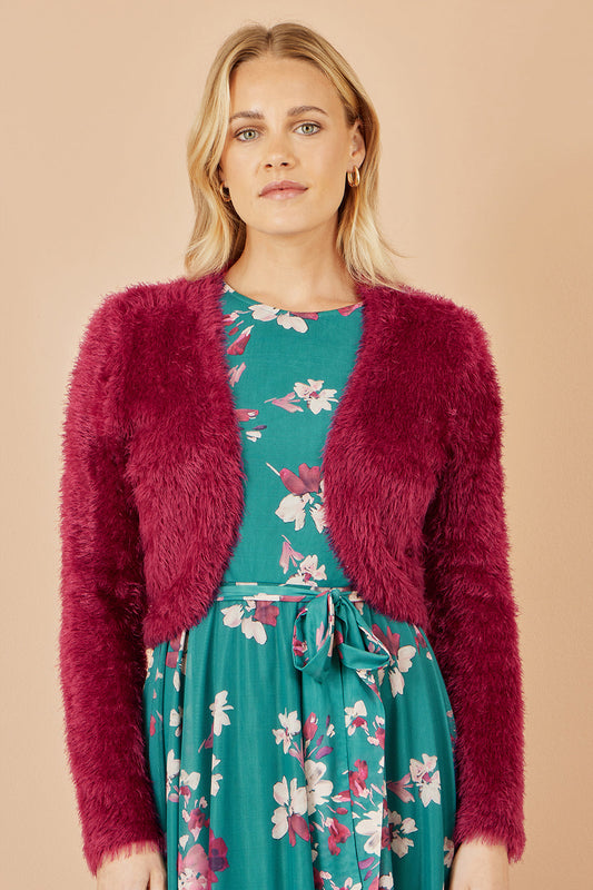 Burgundy Eyelash Knit Bolero