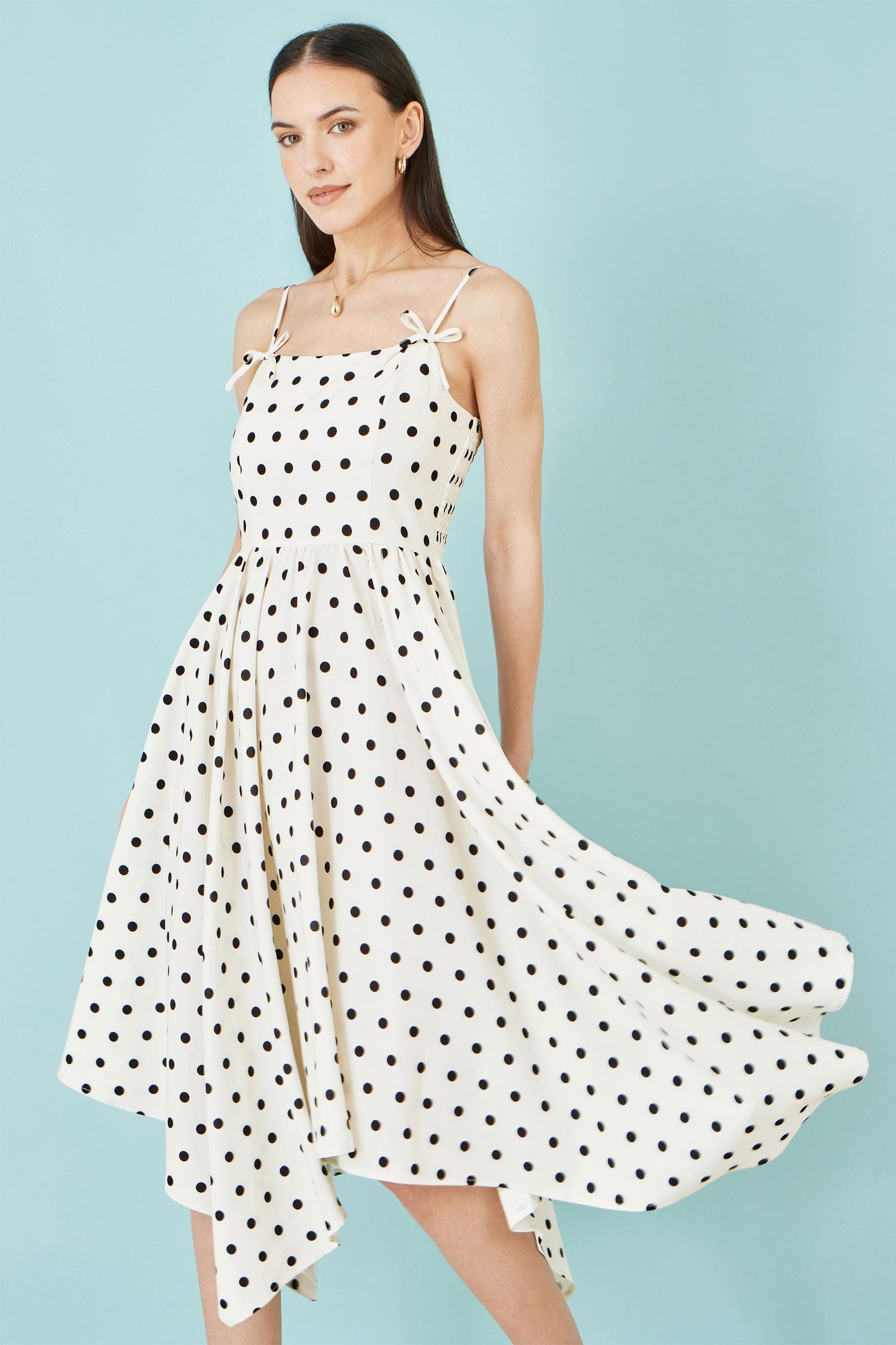 Polka Dot Handkerchief Hem Dress