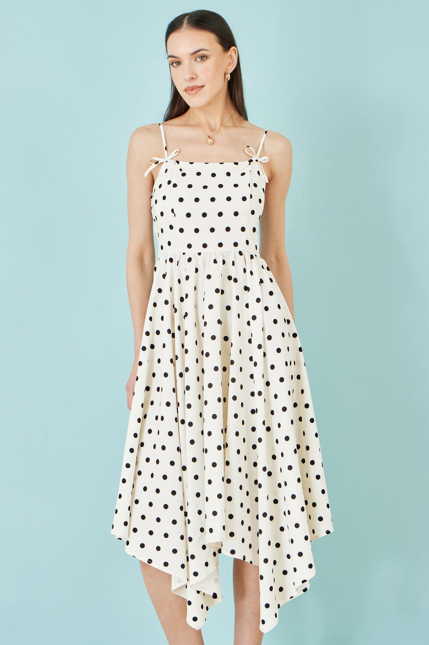 Polka Dot Handkerchief Hem Dress