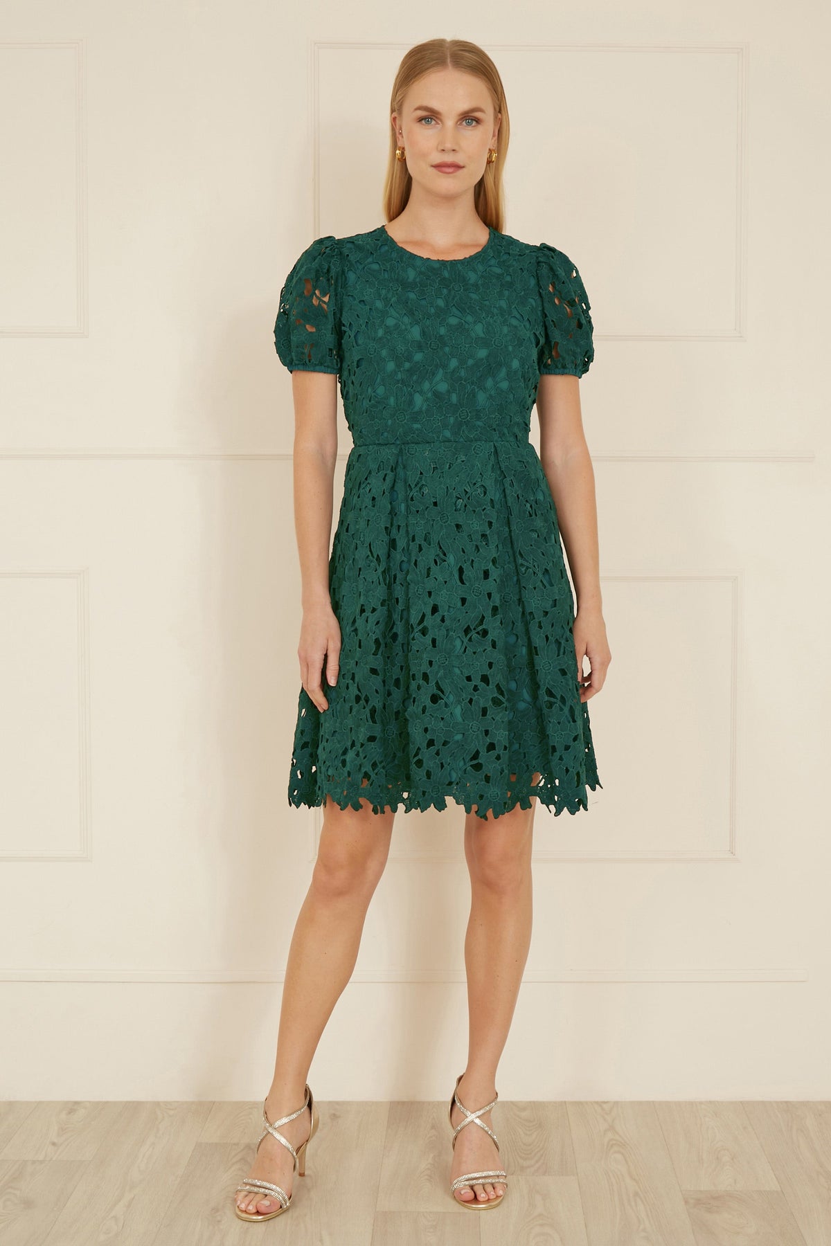 Green Lace Skater Dress