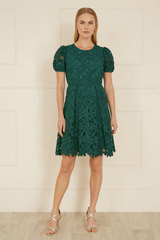 Green Lace Skater Dress
