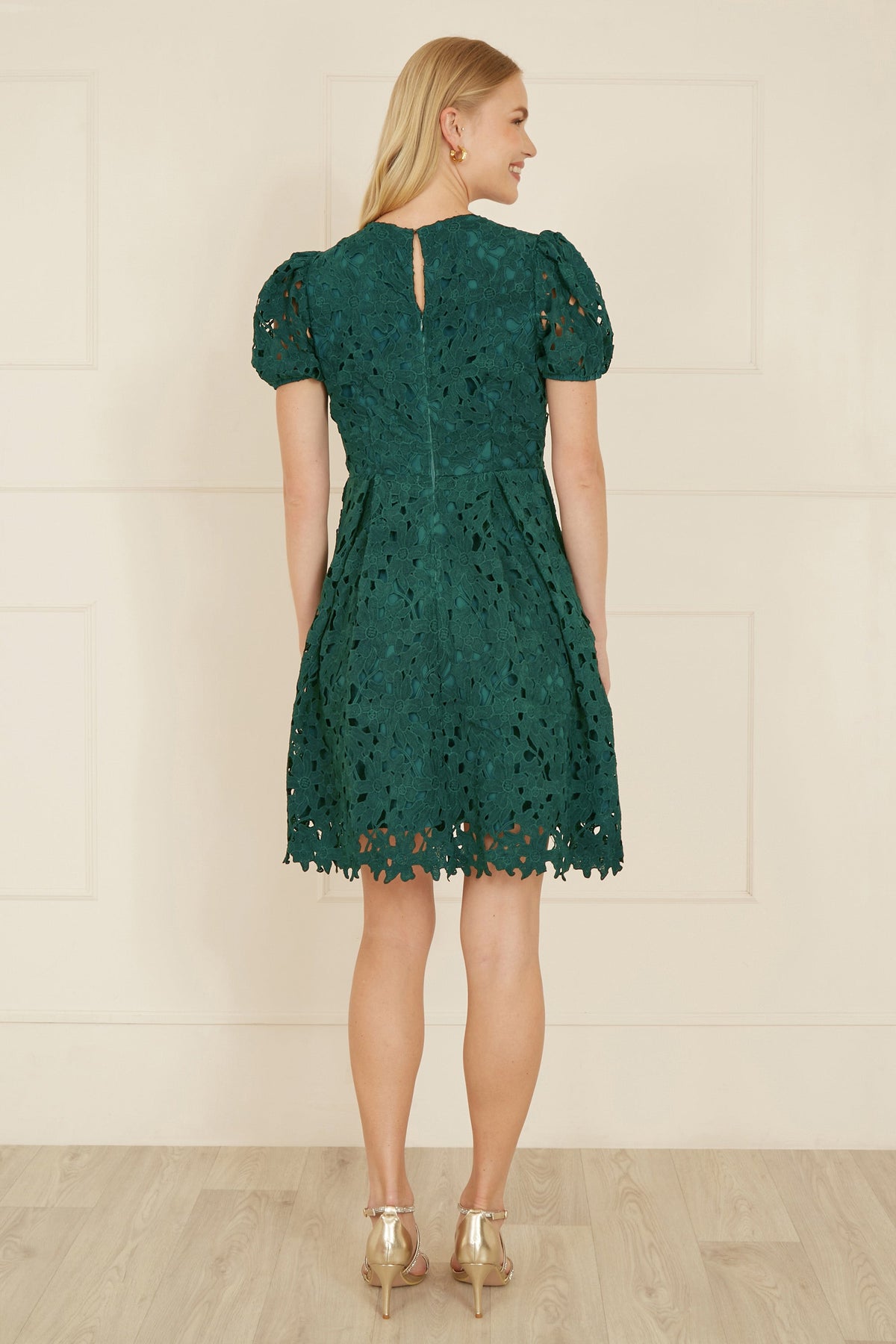 Green Lace Skater Dress