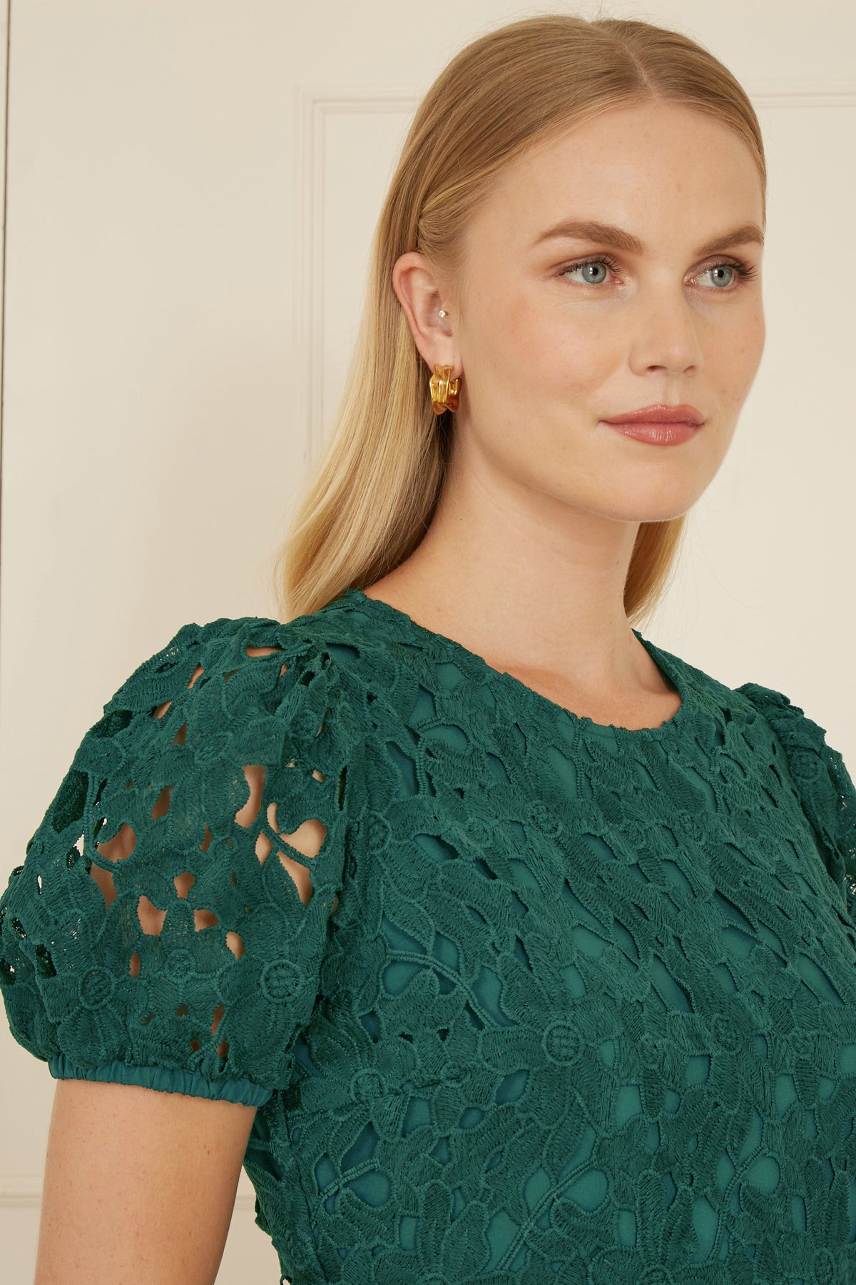 Green Lace Skater Dress