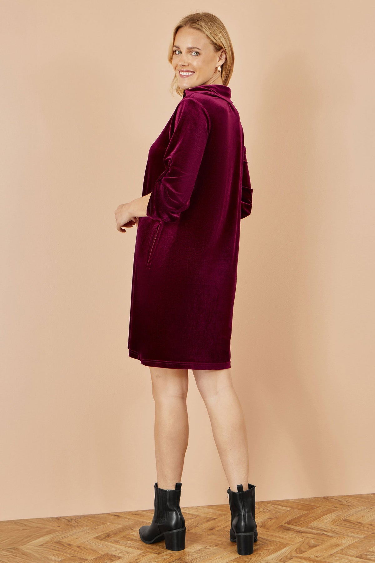 Burgundy Velvet Tunic Dress