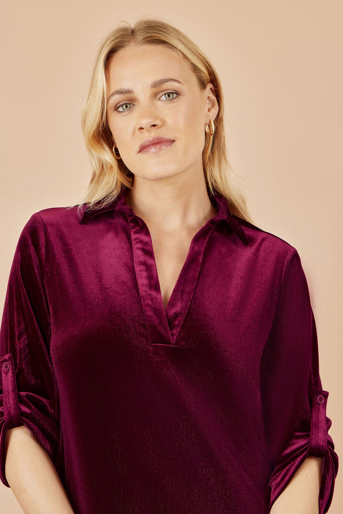 Burgundy Velvet Tunic Dress