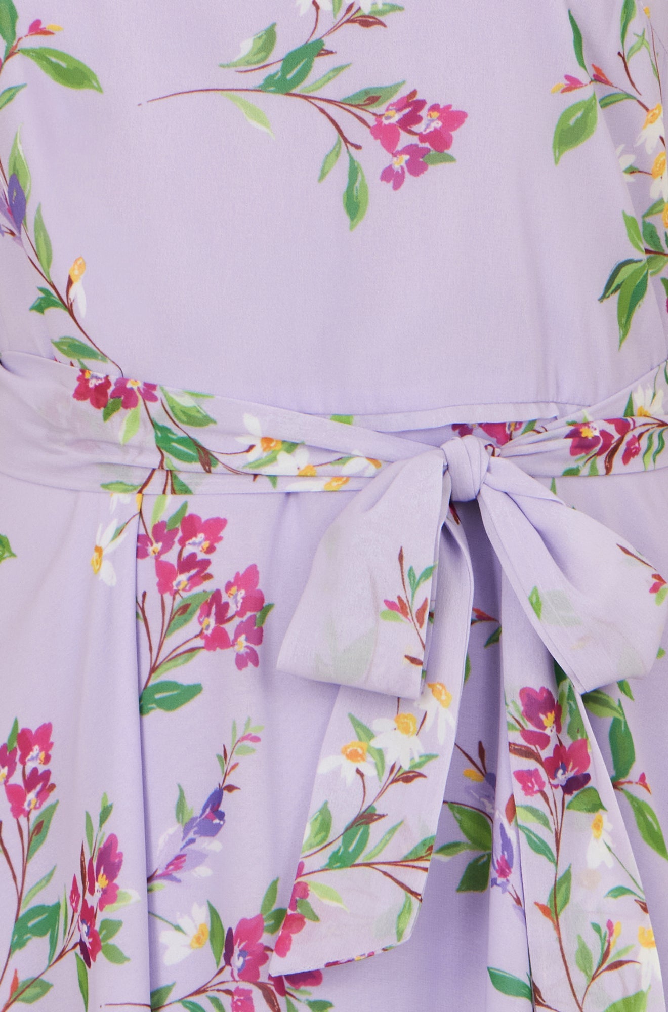 Lilac Floral Print Midi Skater Dress