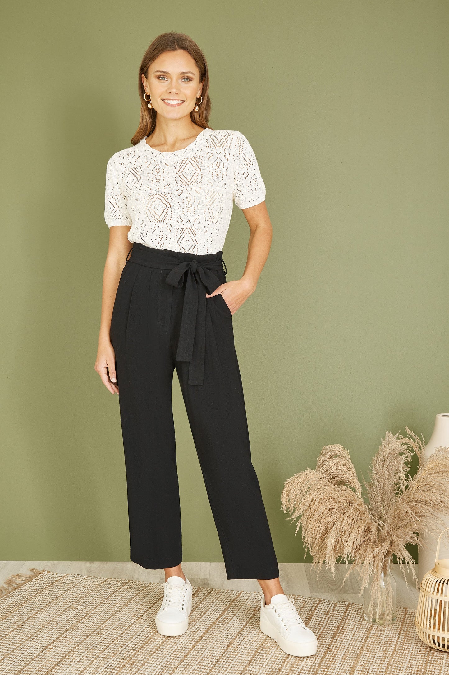 Ivory Cotton Crochet Knitted Top