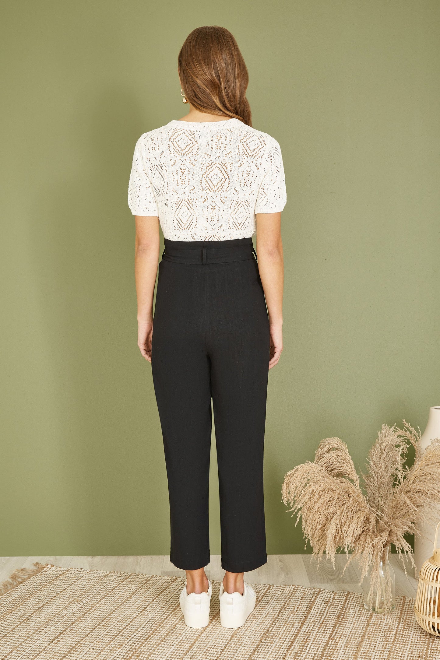 Ivory Cotton Crochet Knitted Top