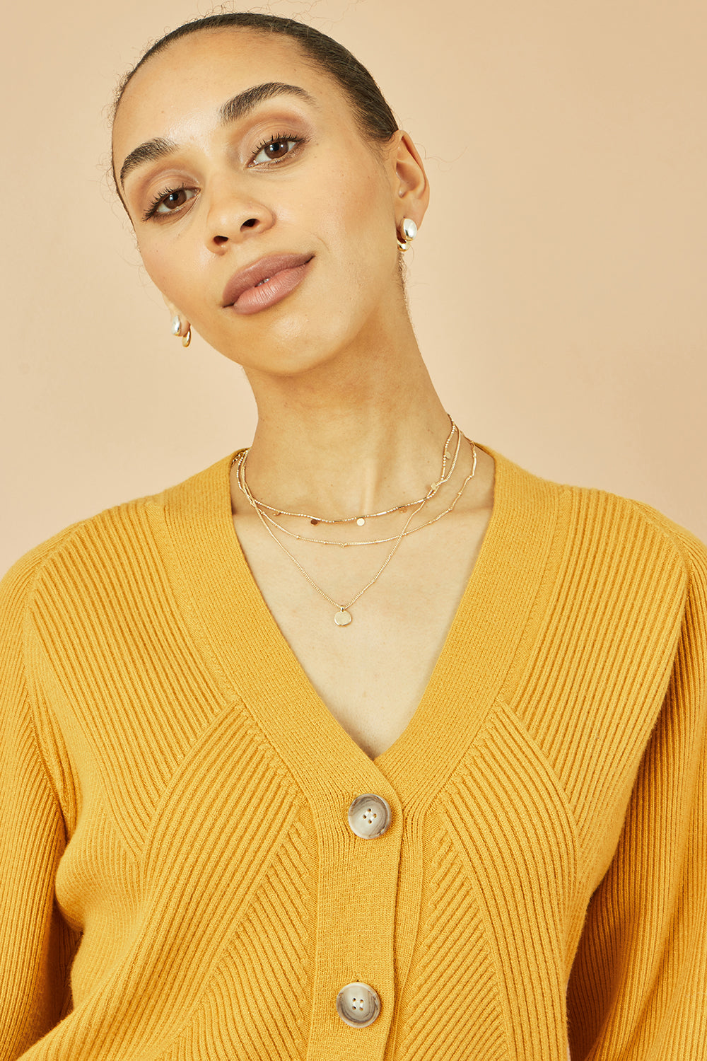 Mustard Stitch Detail Cardigan