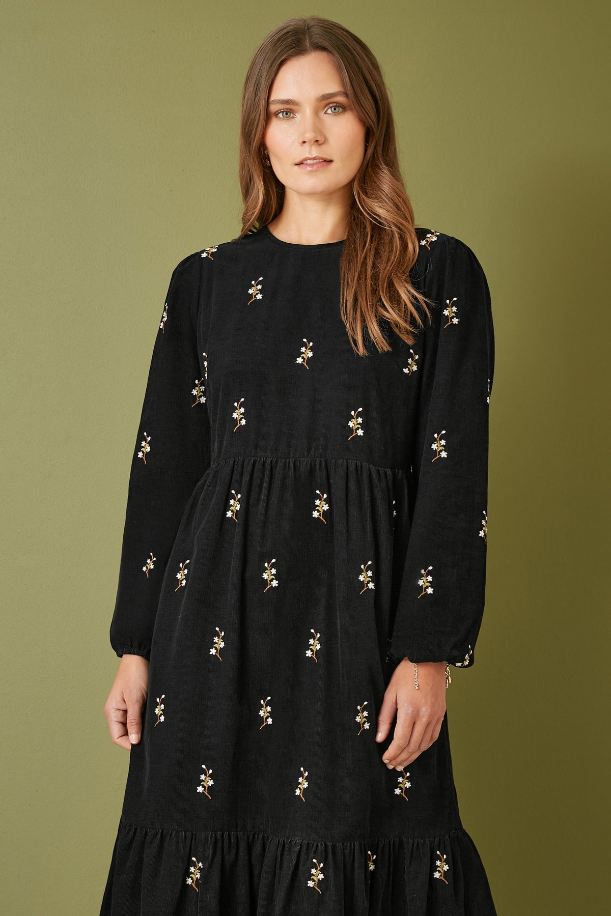 Black Floral Midi Dress