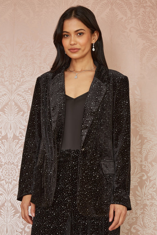 Black Sparkle Velvet Blazer