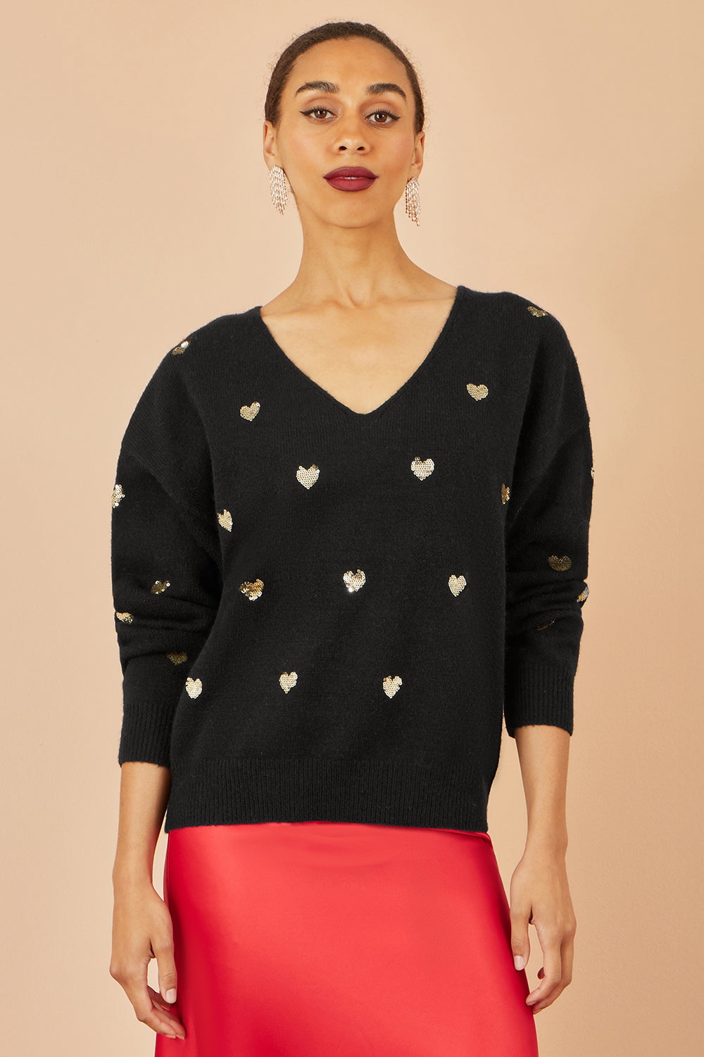 Black Sequin Heart Jumper