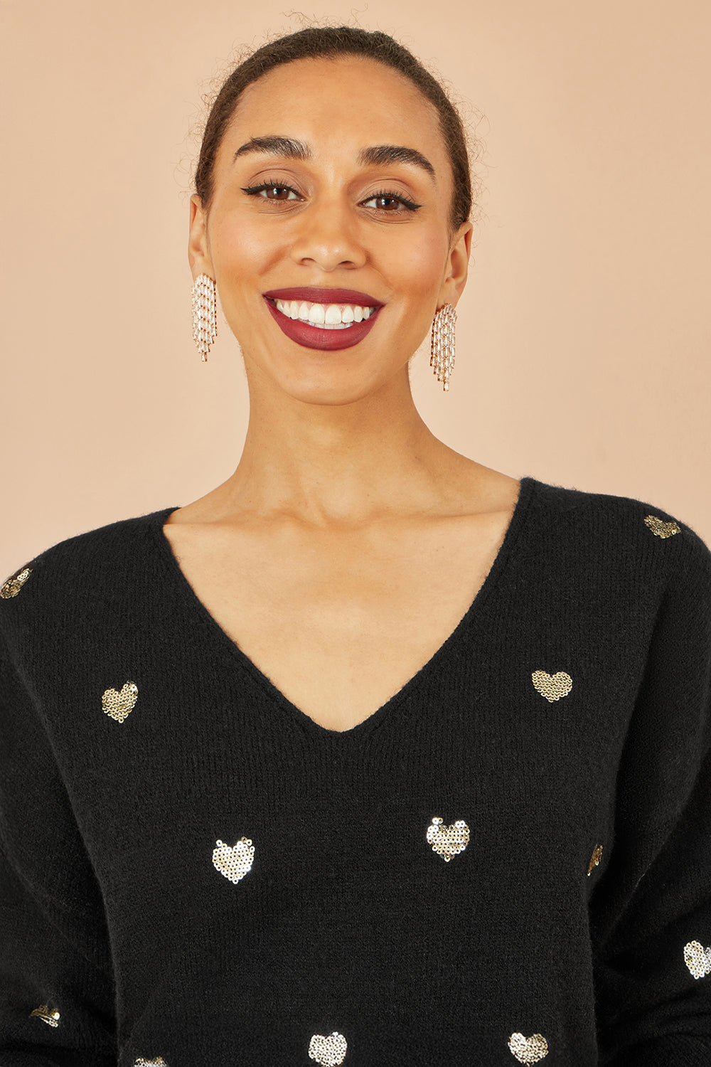 Black Sequin Heart Jumper