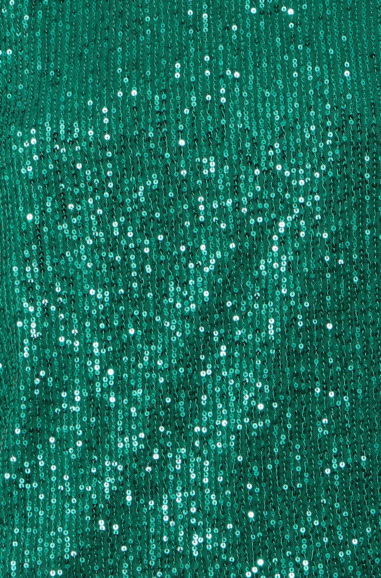 Green Sequin Top With Sheer Sleeves And Cut Out Back