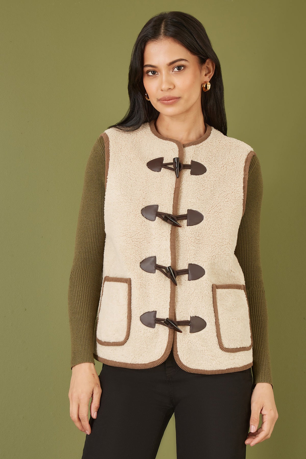 Cream Borg Toggle Gilet