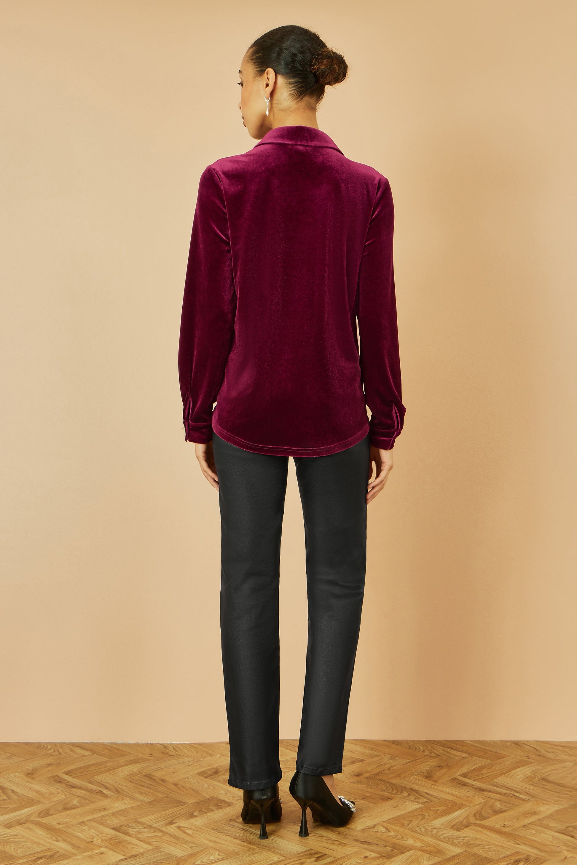 Burgundy Velvet Relaxed Fit Shirt - Sizes 8 to 24