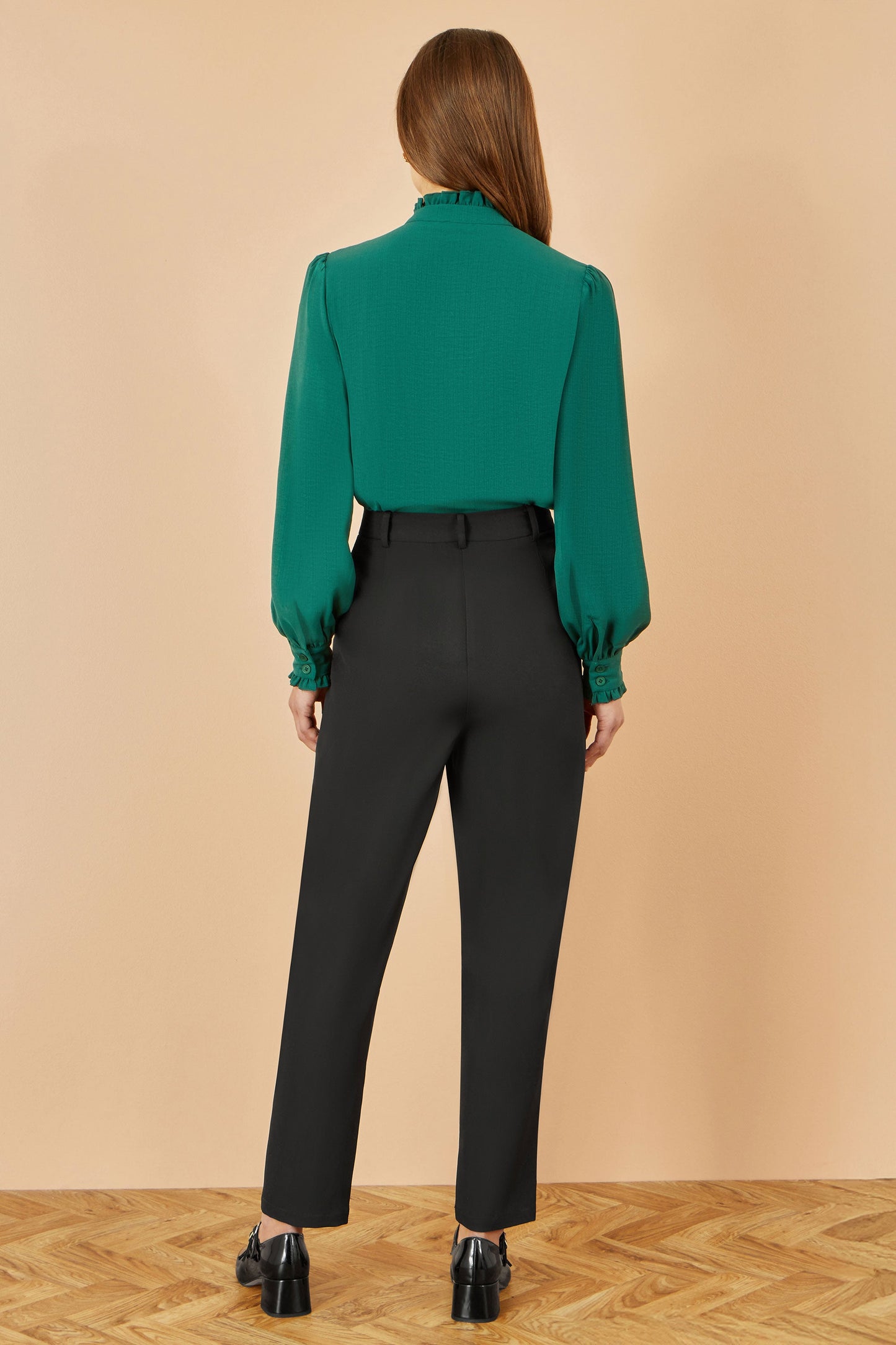 Green Frill High Neck Shirt - Sizes 8 to 18