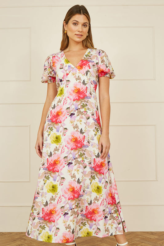 White Floral Midi Dress