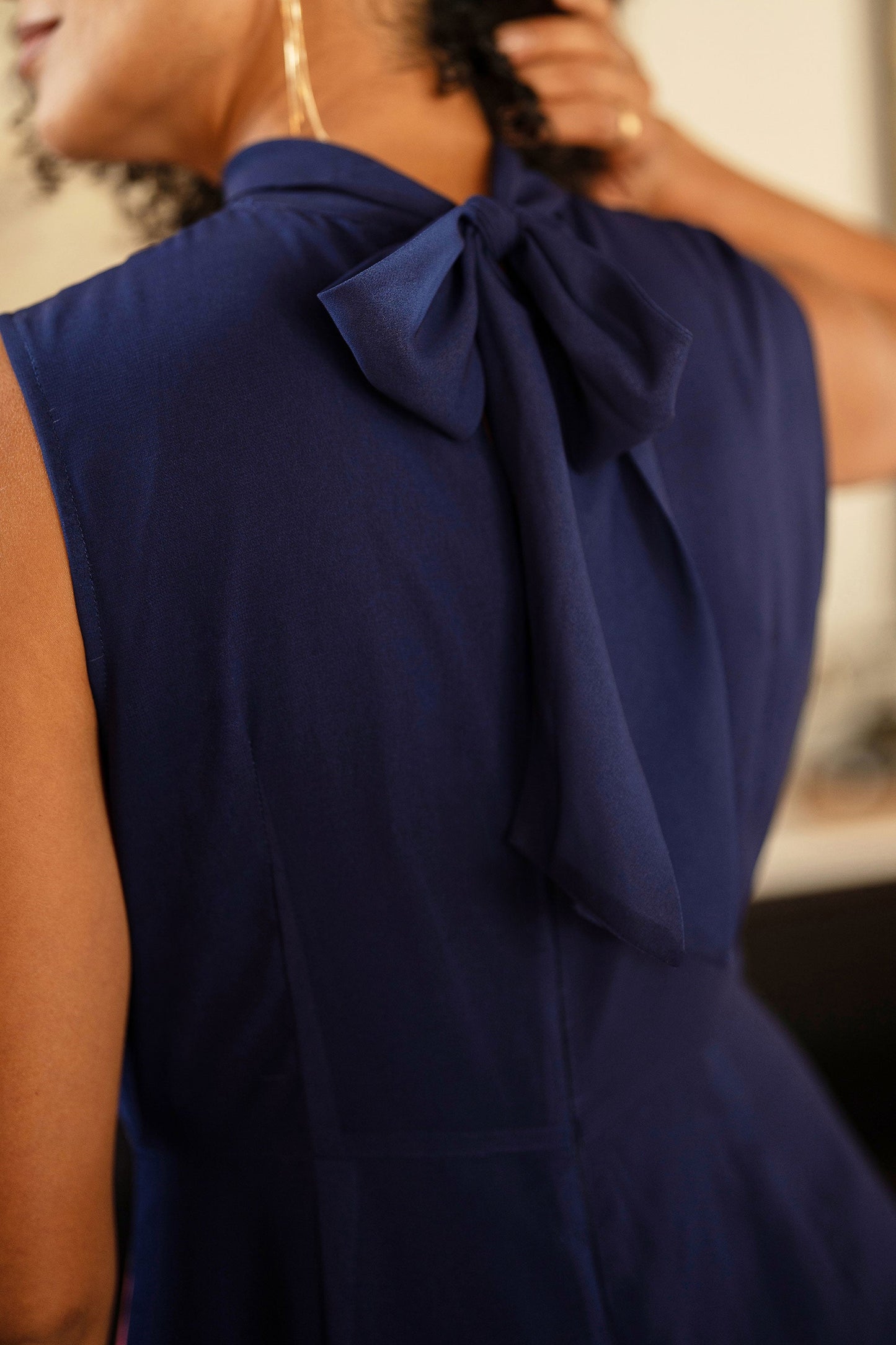 Navy Flower Halter Neck Maxi Dress