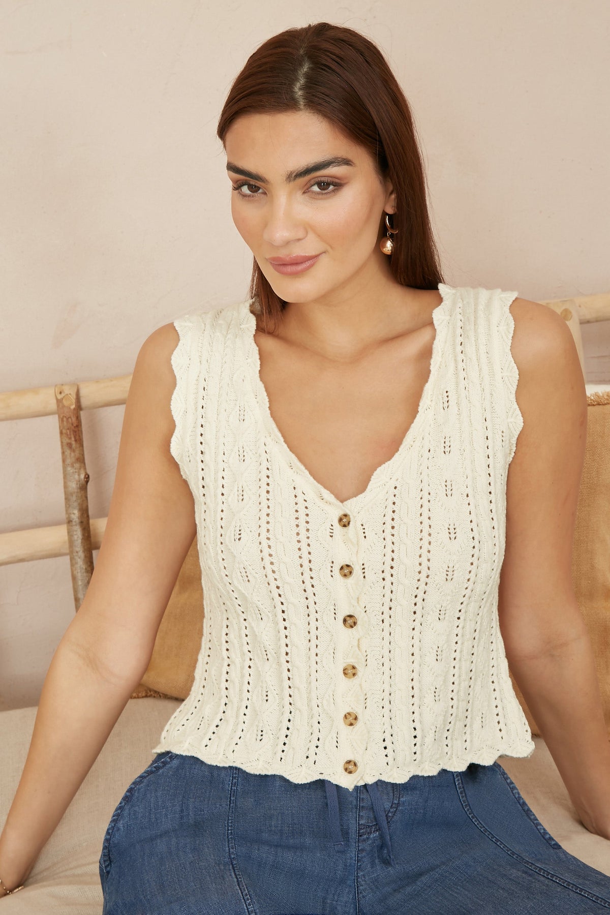 Beige Crochet Top