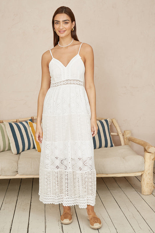 White Tiered Maxi Dress