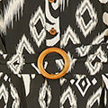 Black Abstract Geo Print Relaxed Midi Shirt Dress With Belt