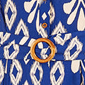 Blue Abstract Geo Print Relaxed Midi Shirt Dress With Belt