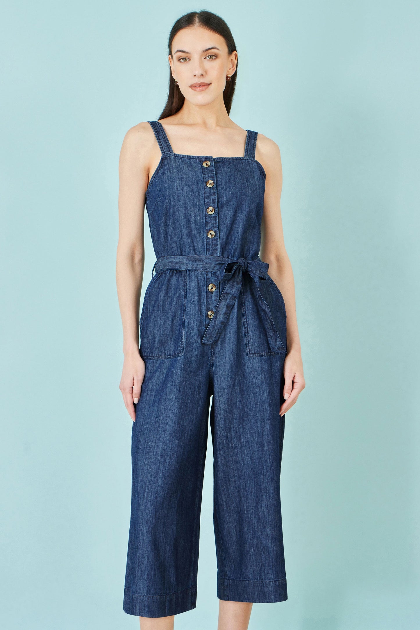 Chambray Button Through Jumpsuit