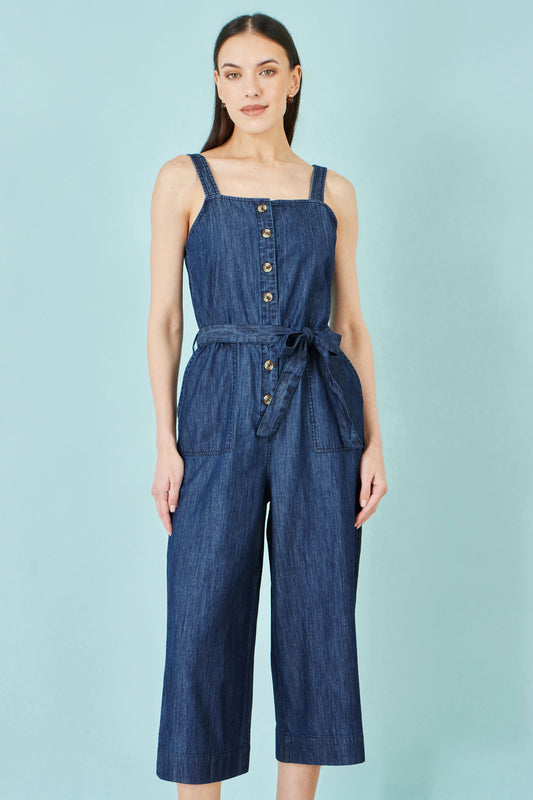 Chambray Button Through Jumpsuit