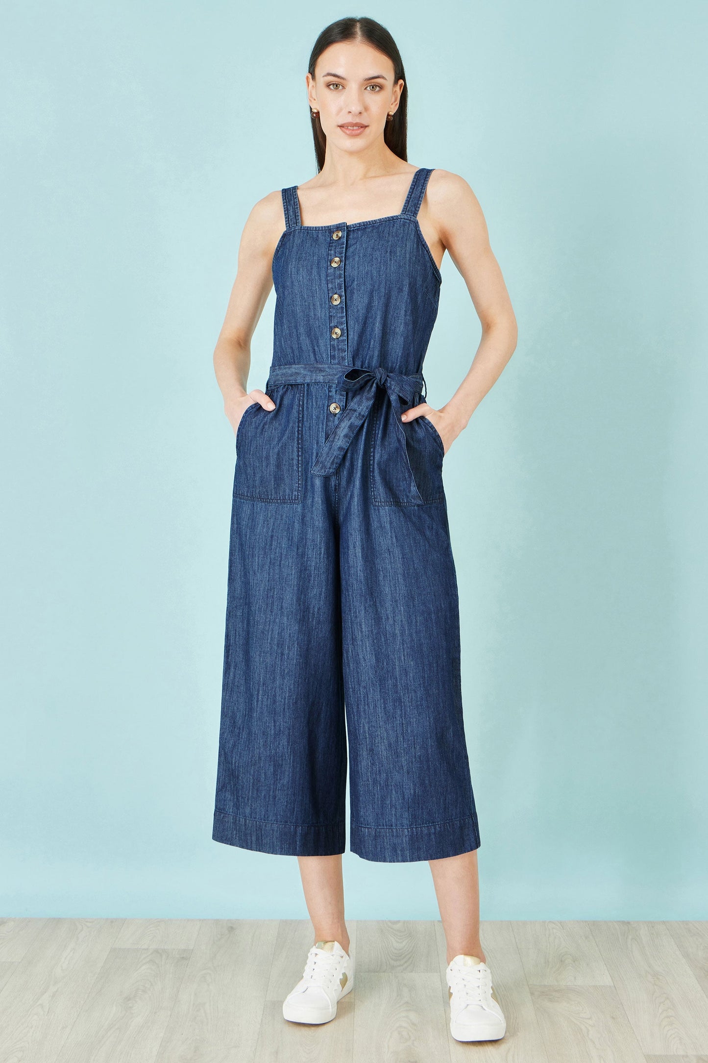 Chambray Button Through Jumpsuit