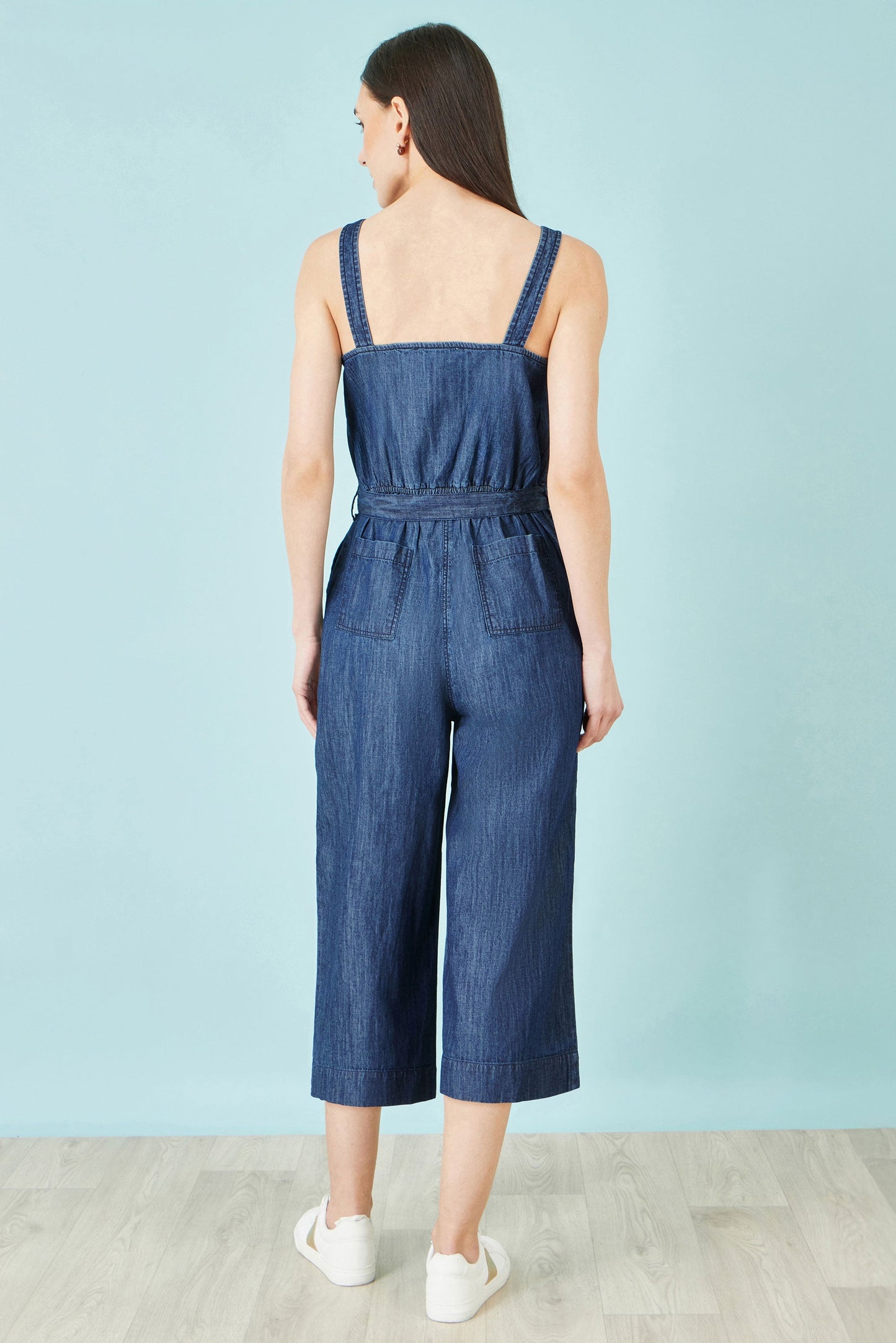 Chambray Button Through Jumpsuit