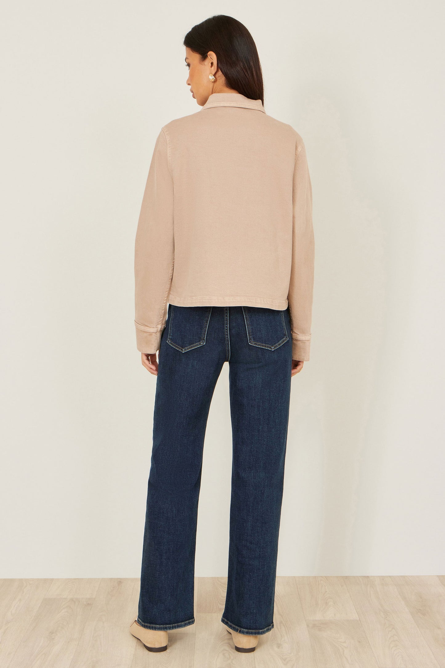 Beige Canvas Jacket With Patch Pockets