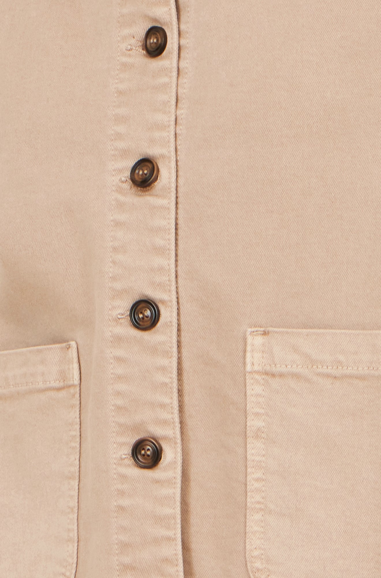 Beige Canvas Jacket With Patch Pockets