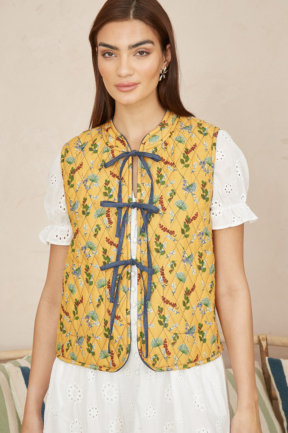 Blue Chambray Cotton Quilted Reversible Waistcoat