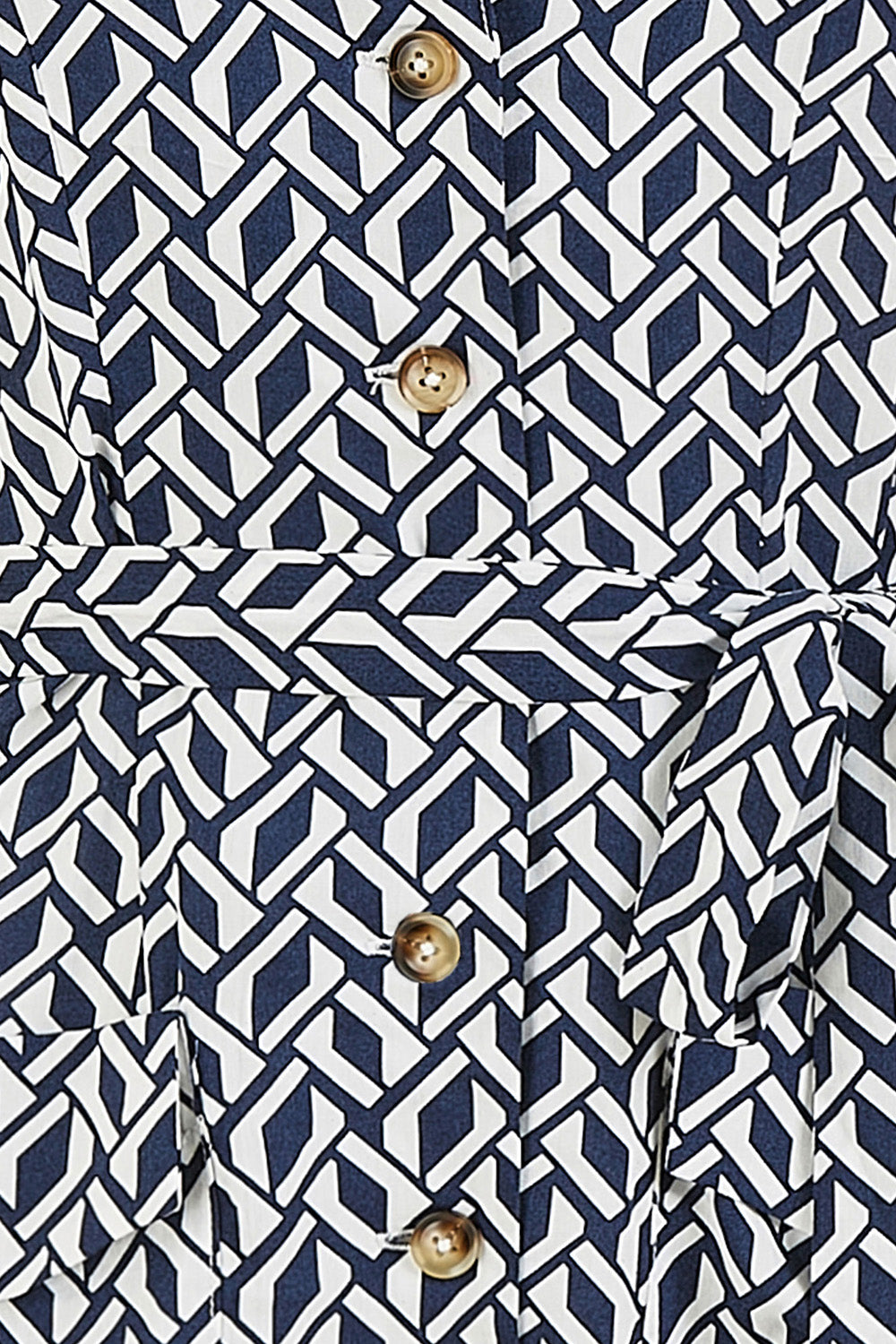 Navy Geo Print Retro Style Shirt Dress