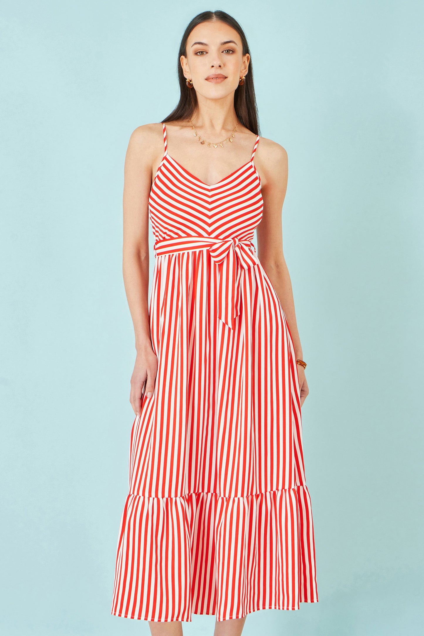 Red Stripe Midi Sun Dress