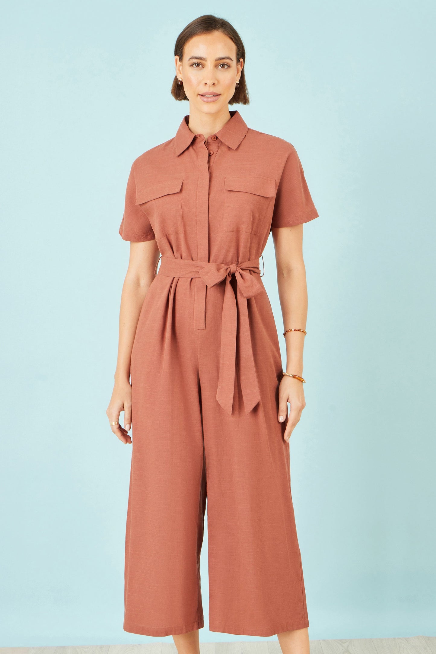 Brown Utility Relaxed Jumpsuit
