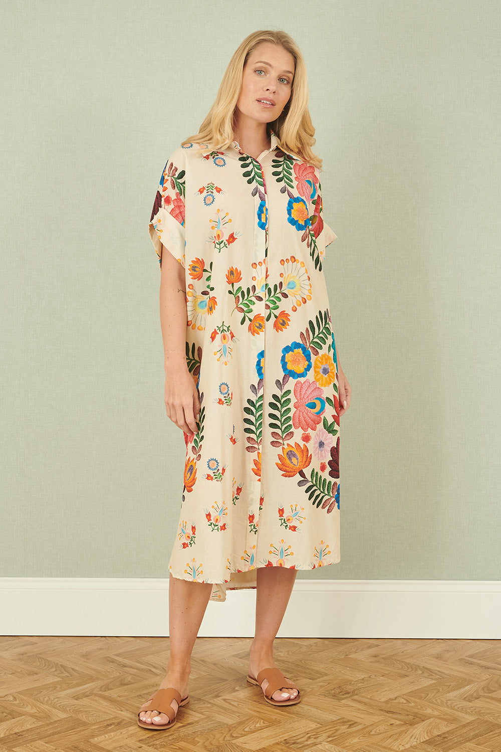 Multicoloured Folk Print Relaxed Tunic