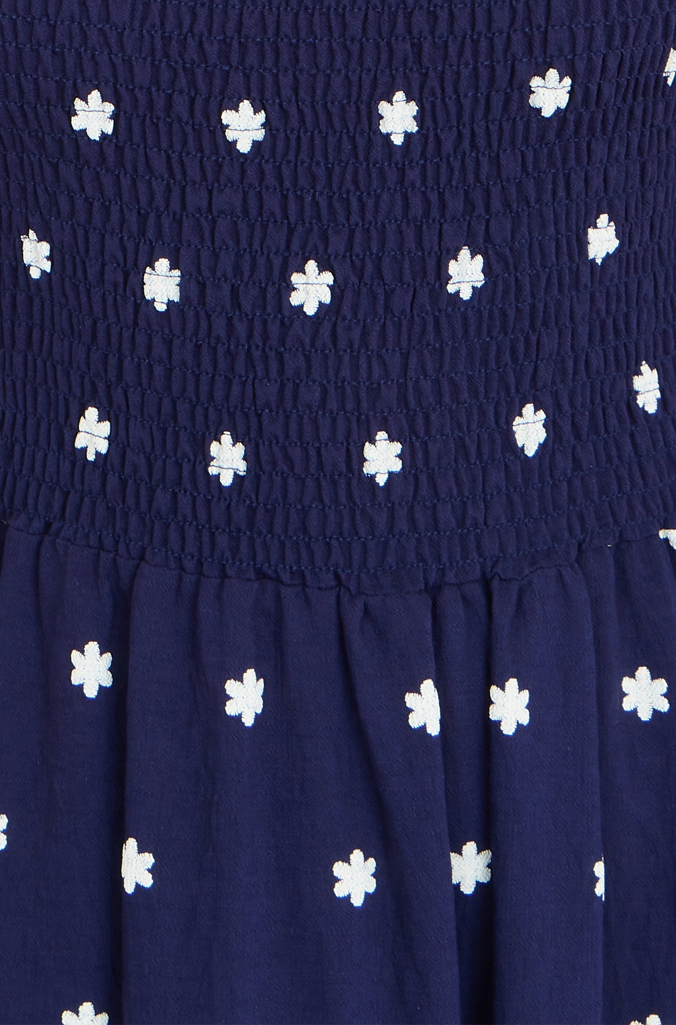 Navy Border Hemline Smocked Maxi Dress