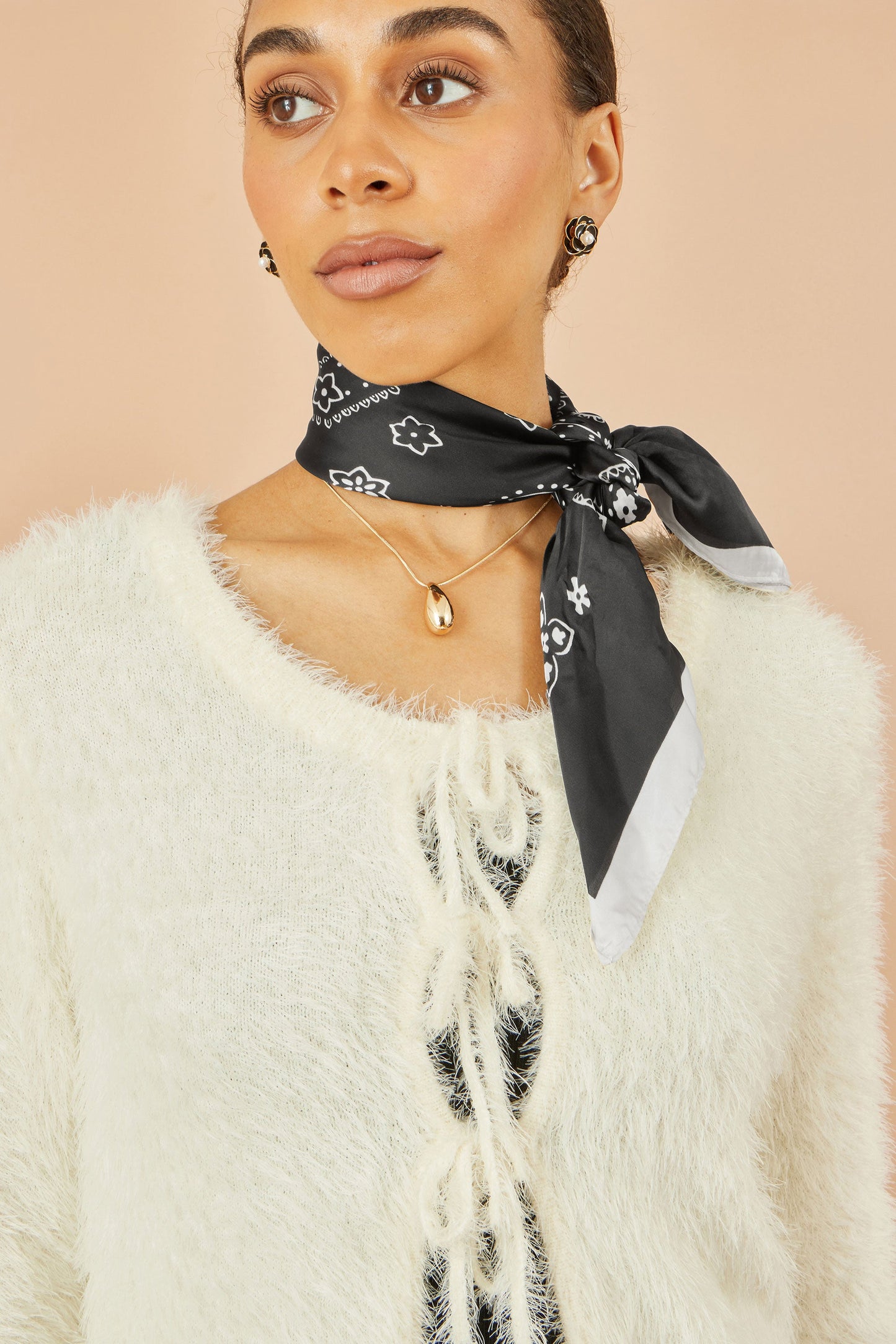 Ivory Eyelash Fluffy Knit Bolero With Tie Front