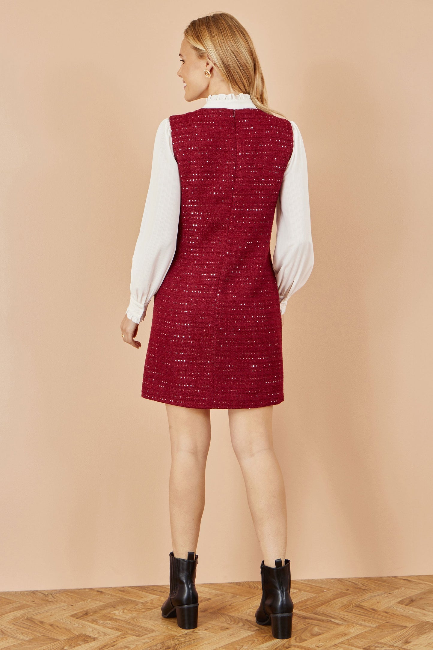 Burgundy Boucle Tunic Dress - Sizes 8 to 16