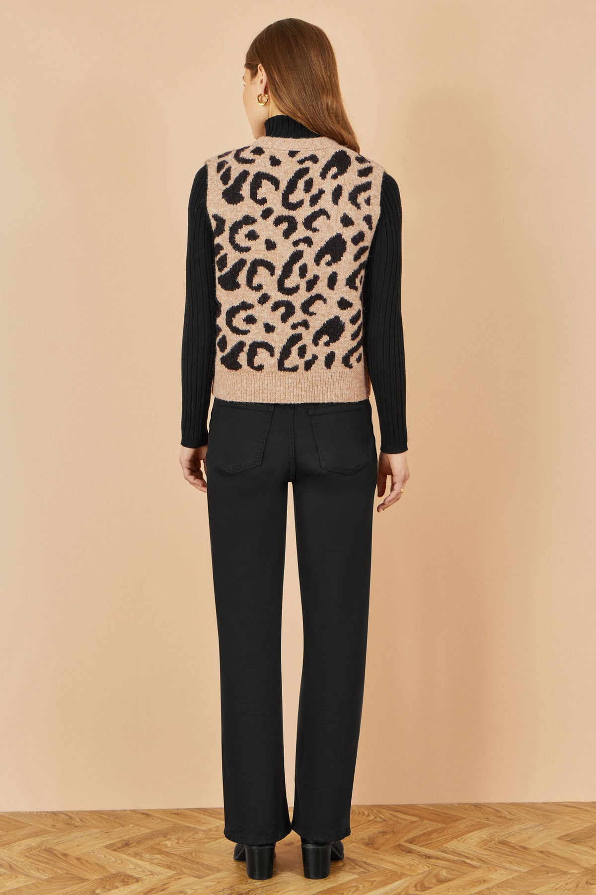 Beige Animal Print Waistcoat