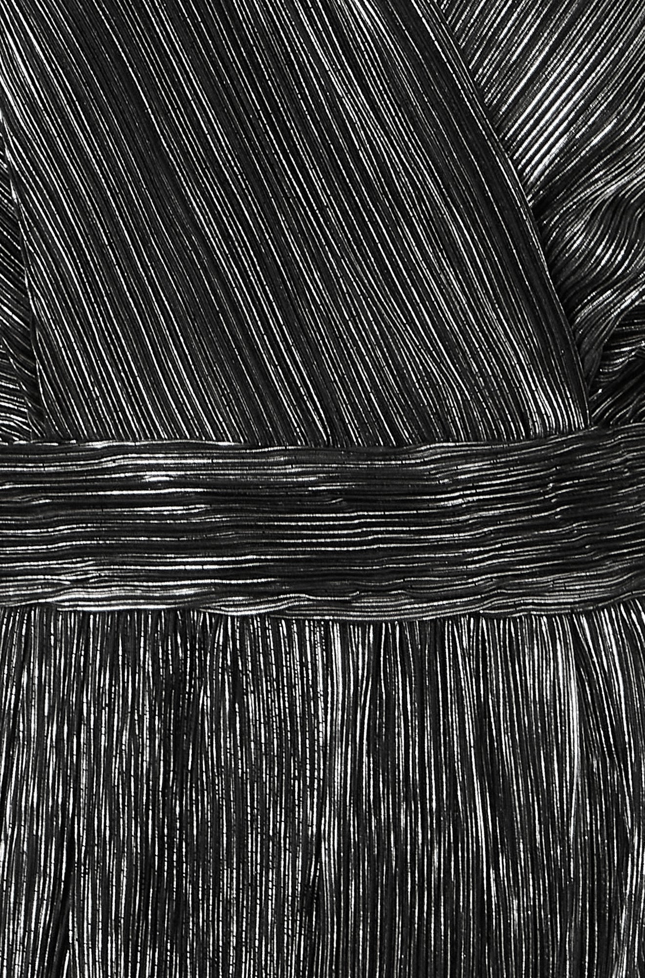 Black Metallic Pleated Jumpsuit With V Neck - Sizes 8 to 16