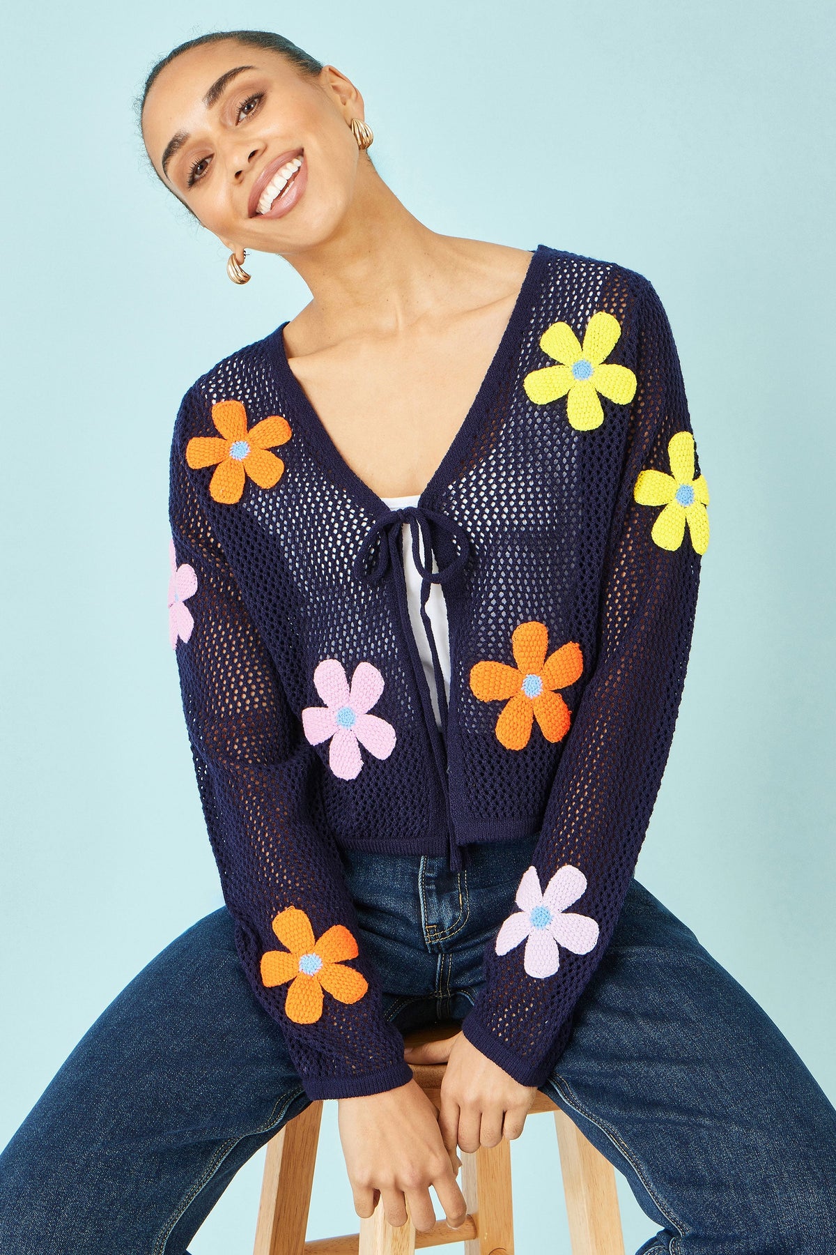 Navy Floral Cardigan