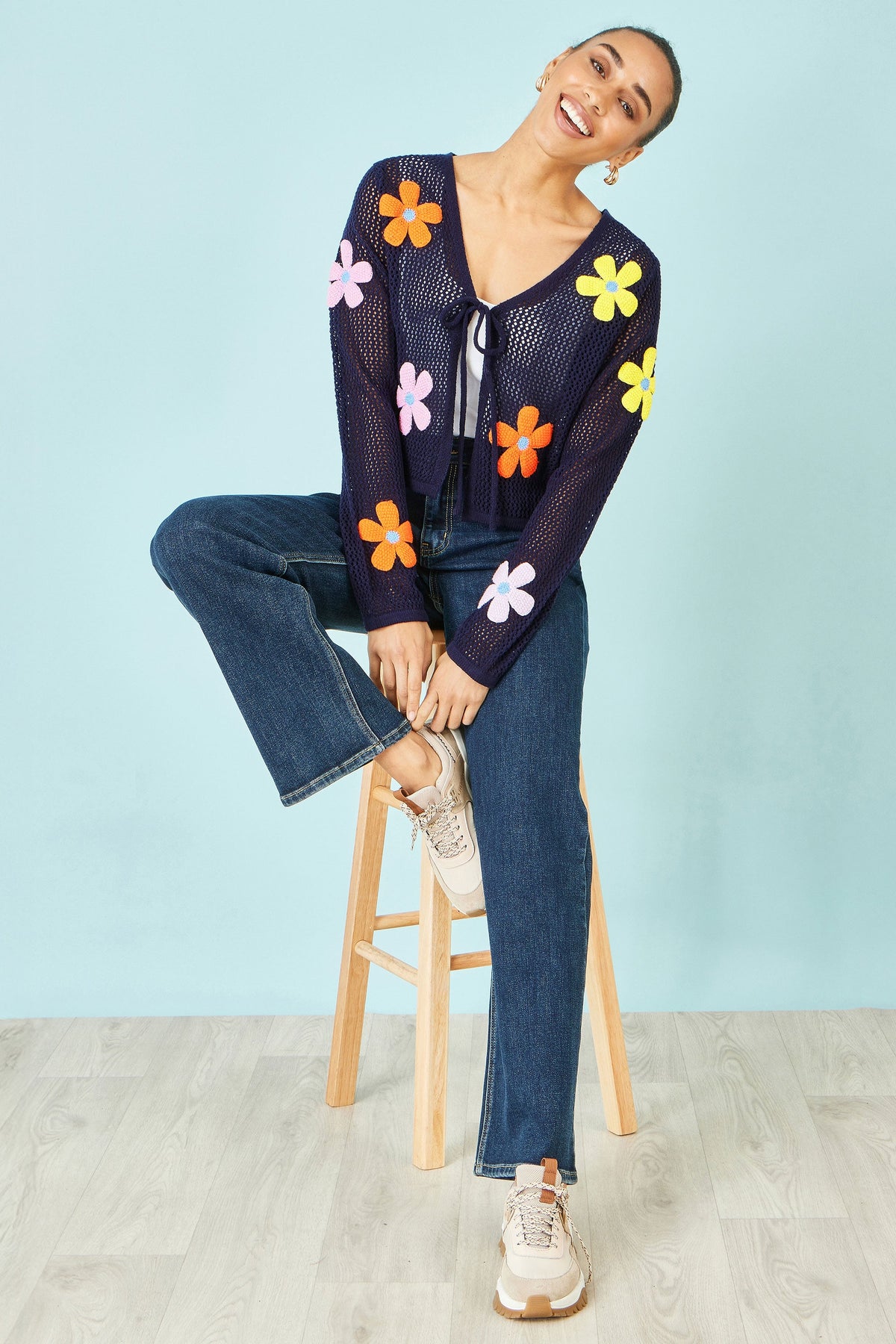 Navy Floral Cardigan