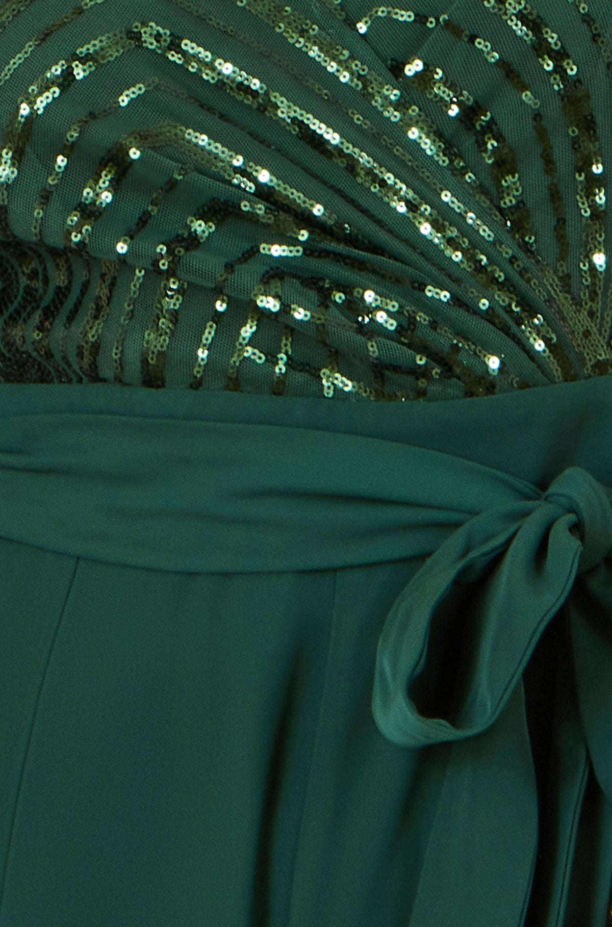 Green Sequin Wrap Jumpsuit