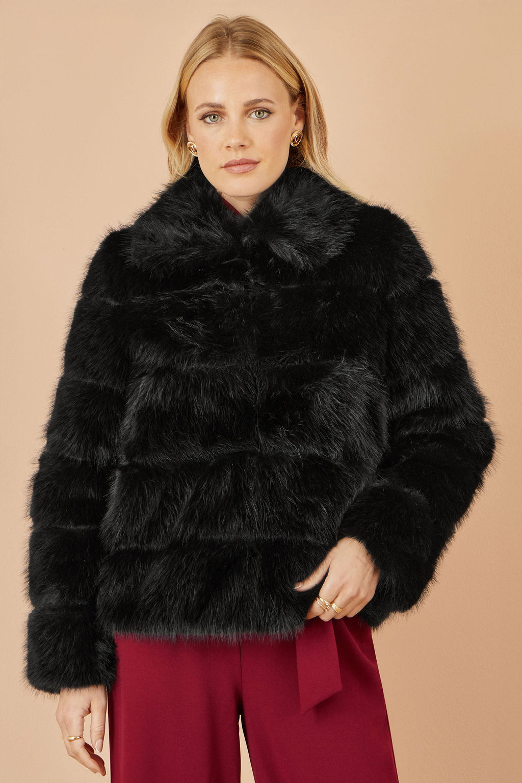 Black Luxe Faur Fur Coat - Sizes 8 to 16
