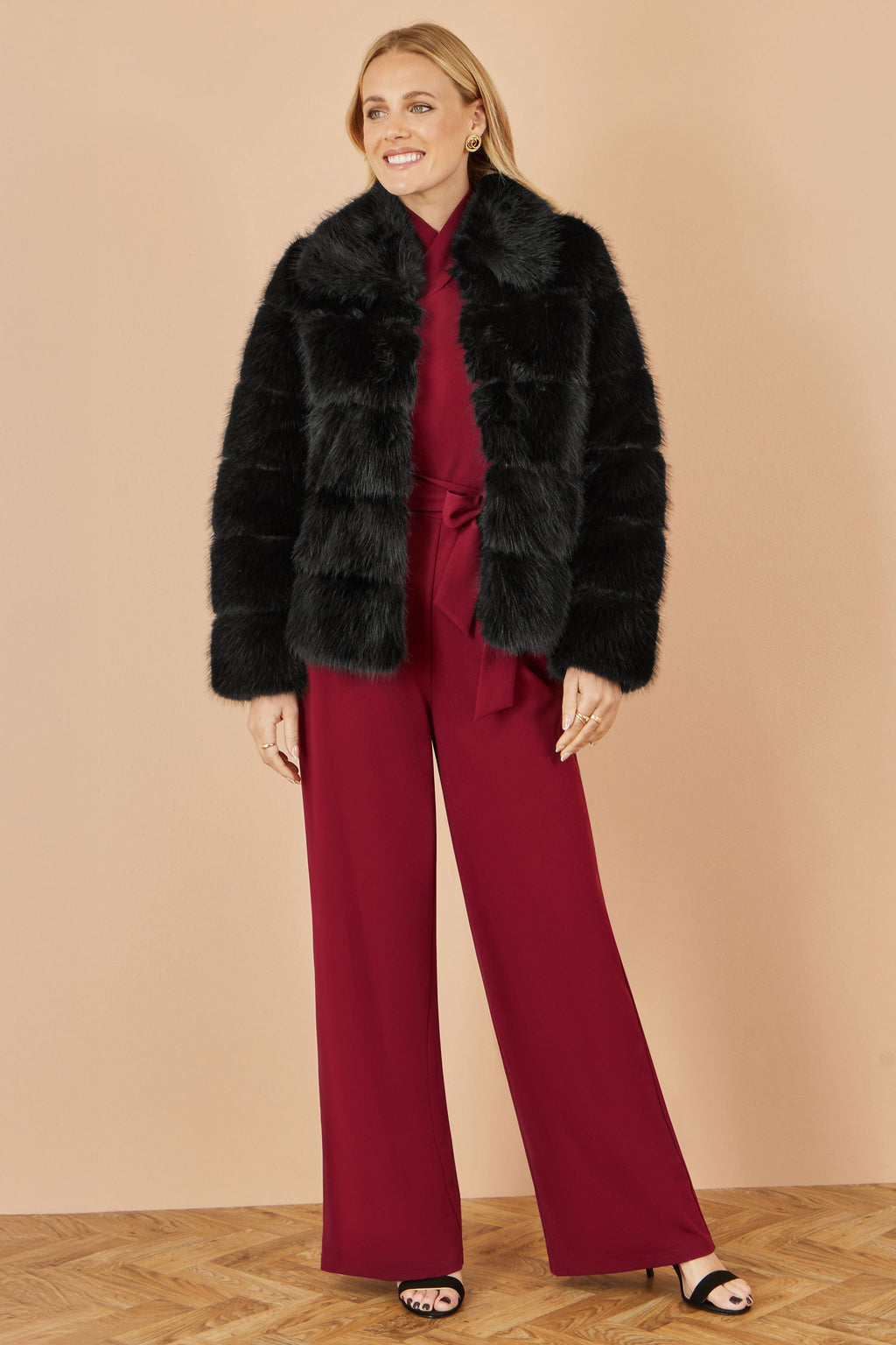 Black Luxe Faur Fur Coat - Sizes 8 to 16